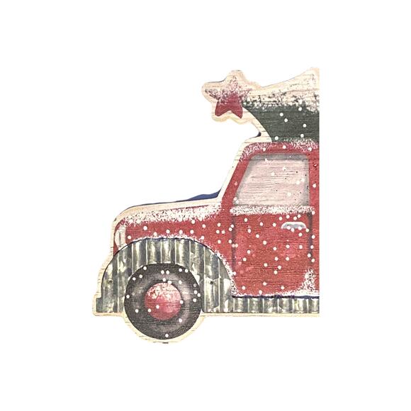 Vintage Red Truck Christmas Decor | Tree Truck Holiday Sign Farmhouse Christmas - Picture 3 of 4